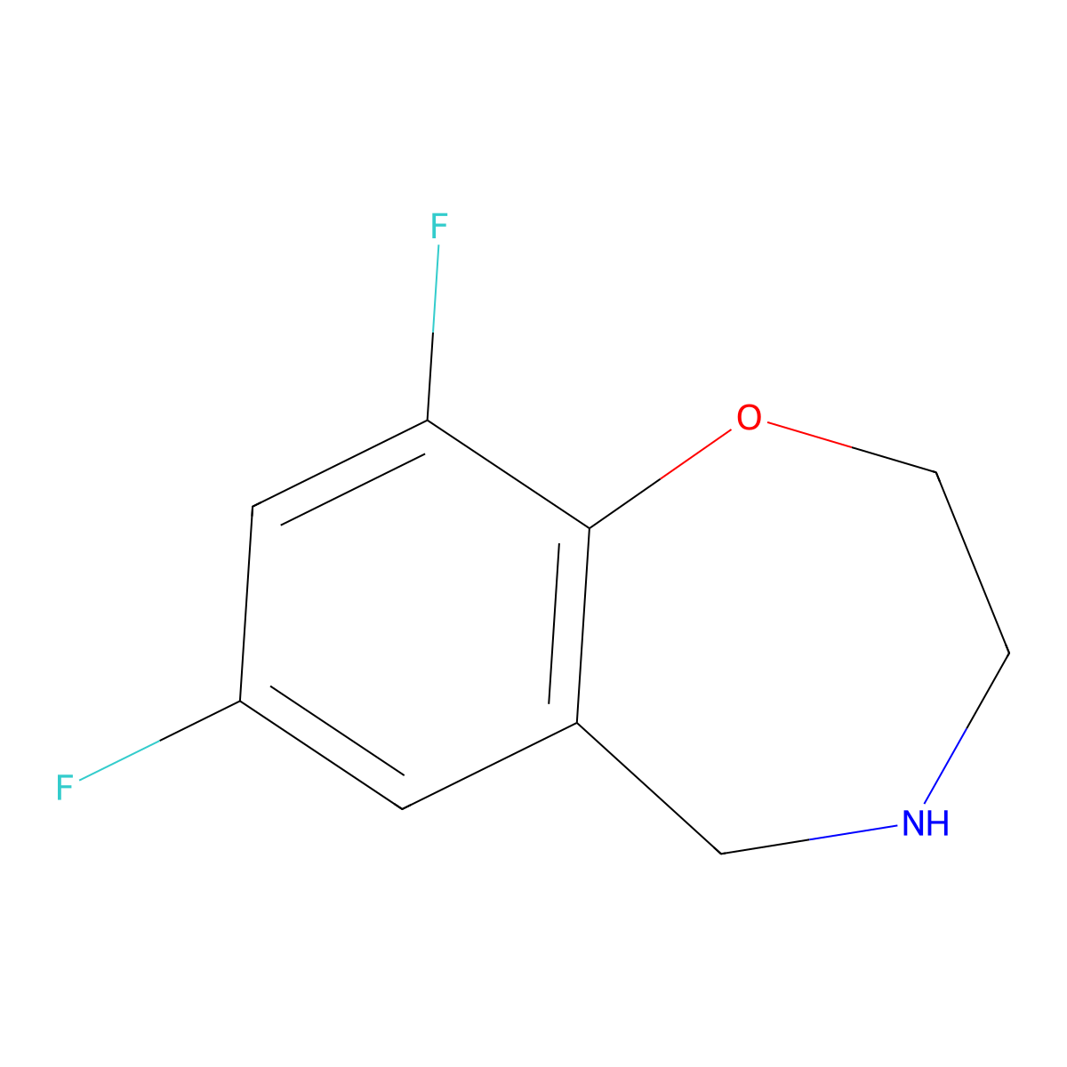 7,9-Difluoro-2,3,4,5-tetrahydro-1,4-benzoxazepine molecular structure, CAS 1487257-92-0