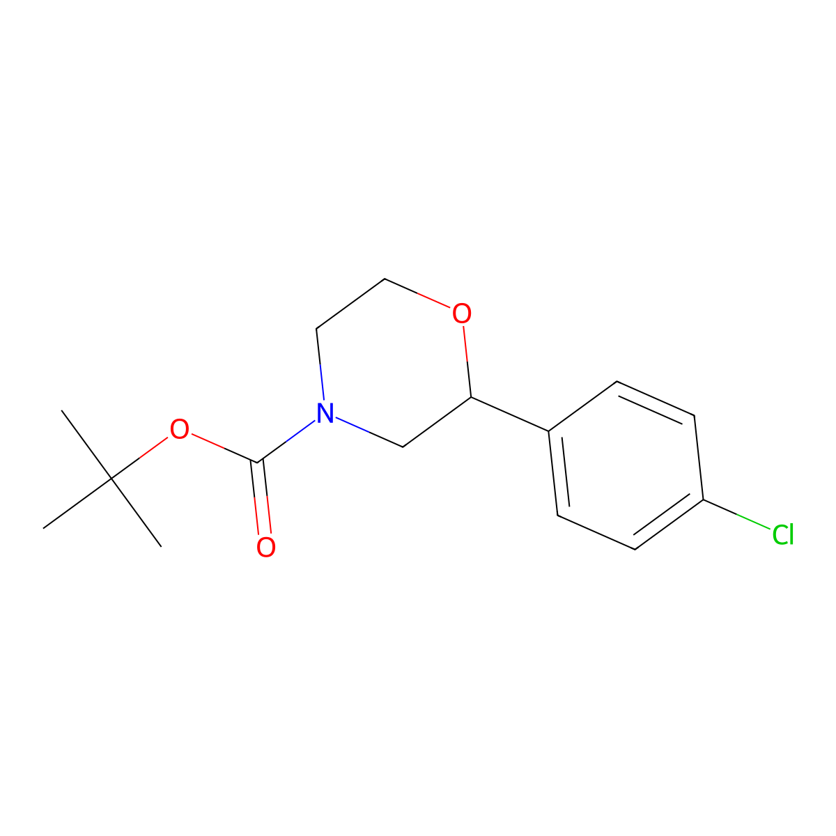 Tert-butyl 2-(4-chlorophenyl)morpholine-4-carboxylate molecular structure, CAS 1487262-46-3