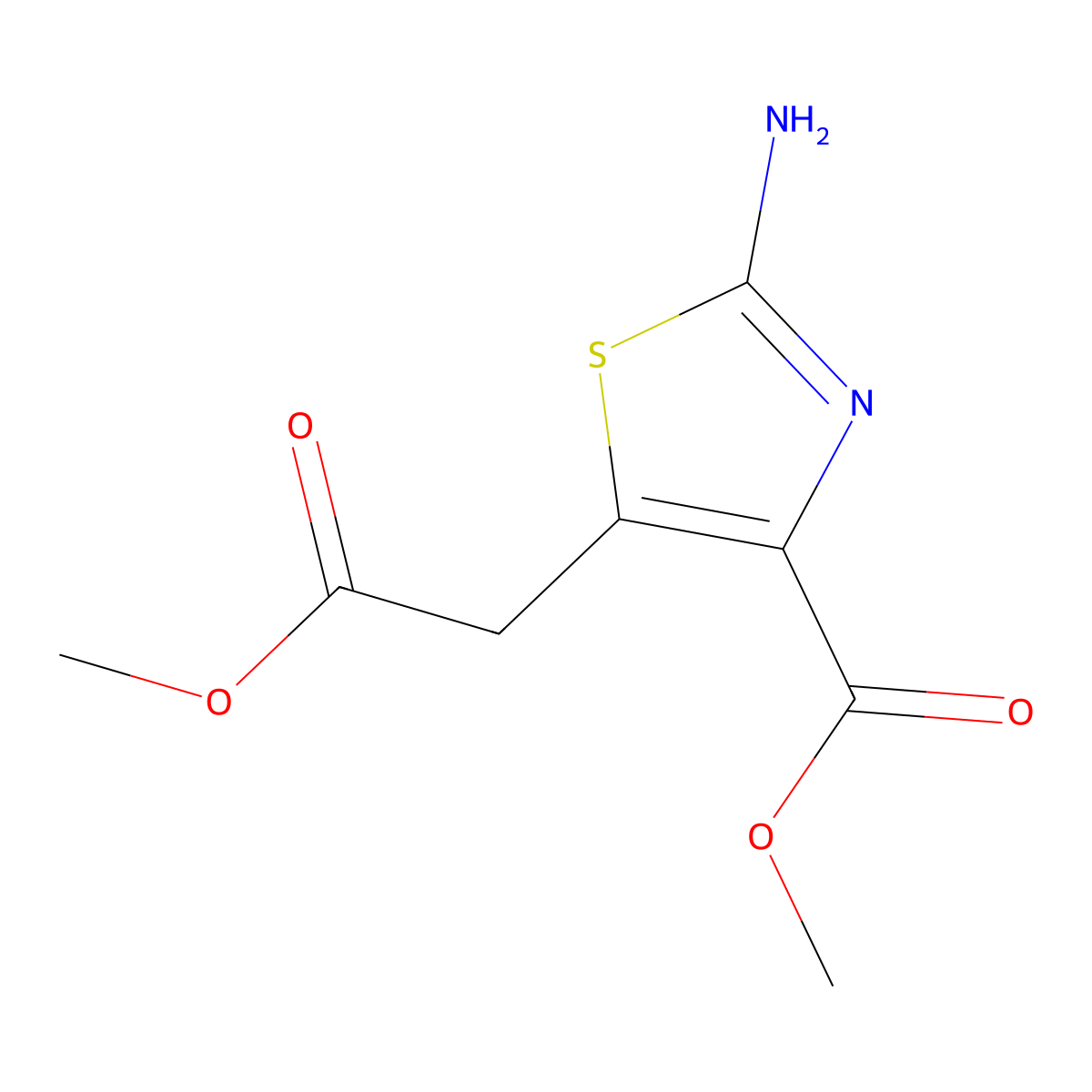 Methyl 2-amino-4-(methoxycarbonyl)-5-thiazoleacetate molecular structure, CAS 148728-49-8