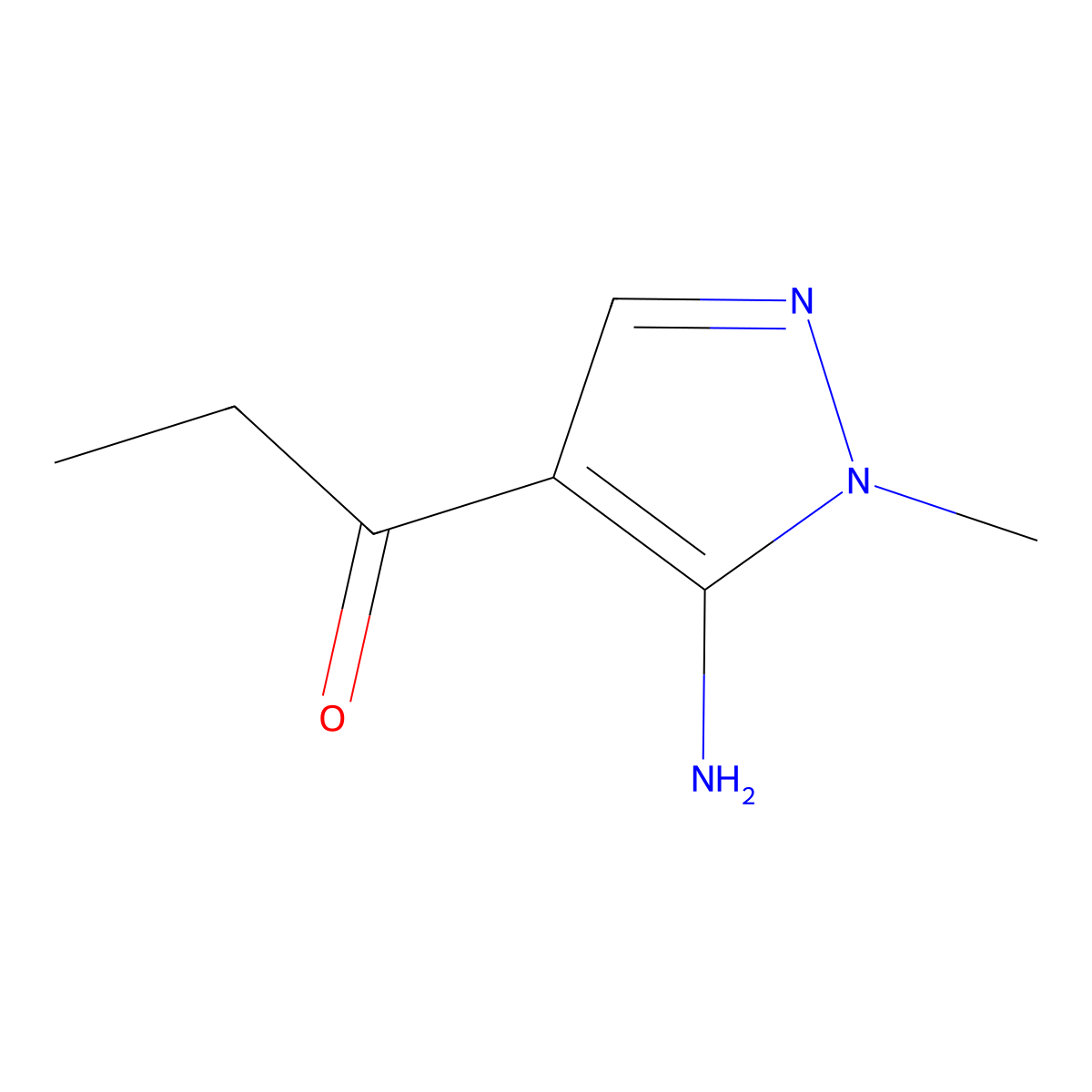 1-(5-amino-1-methyl-1H-pyrazol-4-yl)propan-1-one molecular structure, CAS 1487281-56-0