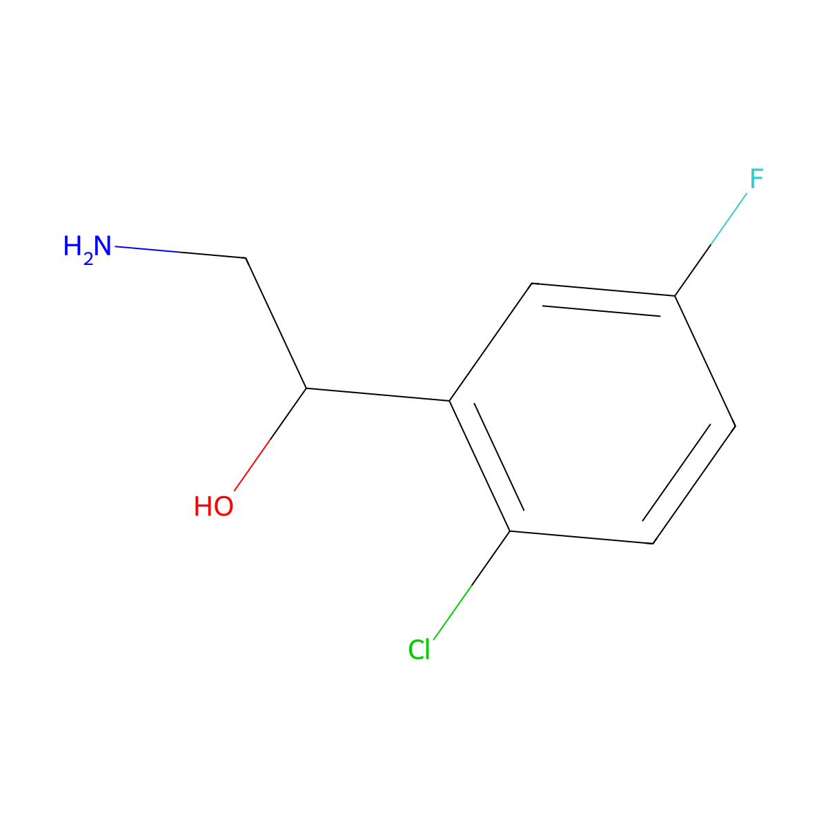 2-Amino-1-(2-chloro-5-fluorophenyl)ethan-1-ol molecular structure, CAS 1487287-78-4