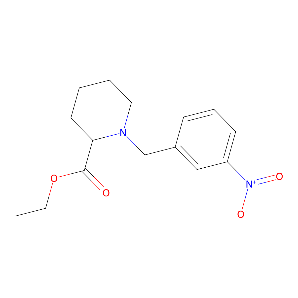 Ethyl 1-[(3-nitrophenyl)methyl]piperidine-2-carboxylate molecular structure, CAS 148729-22-0