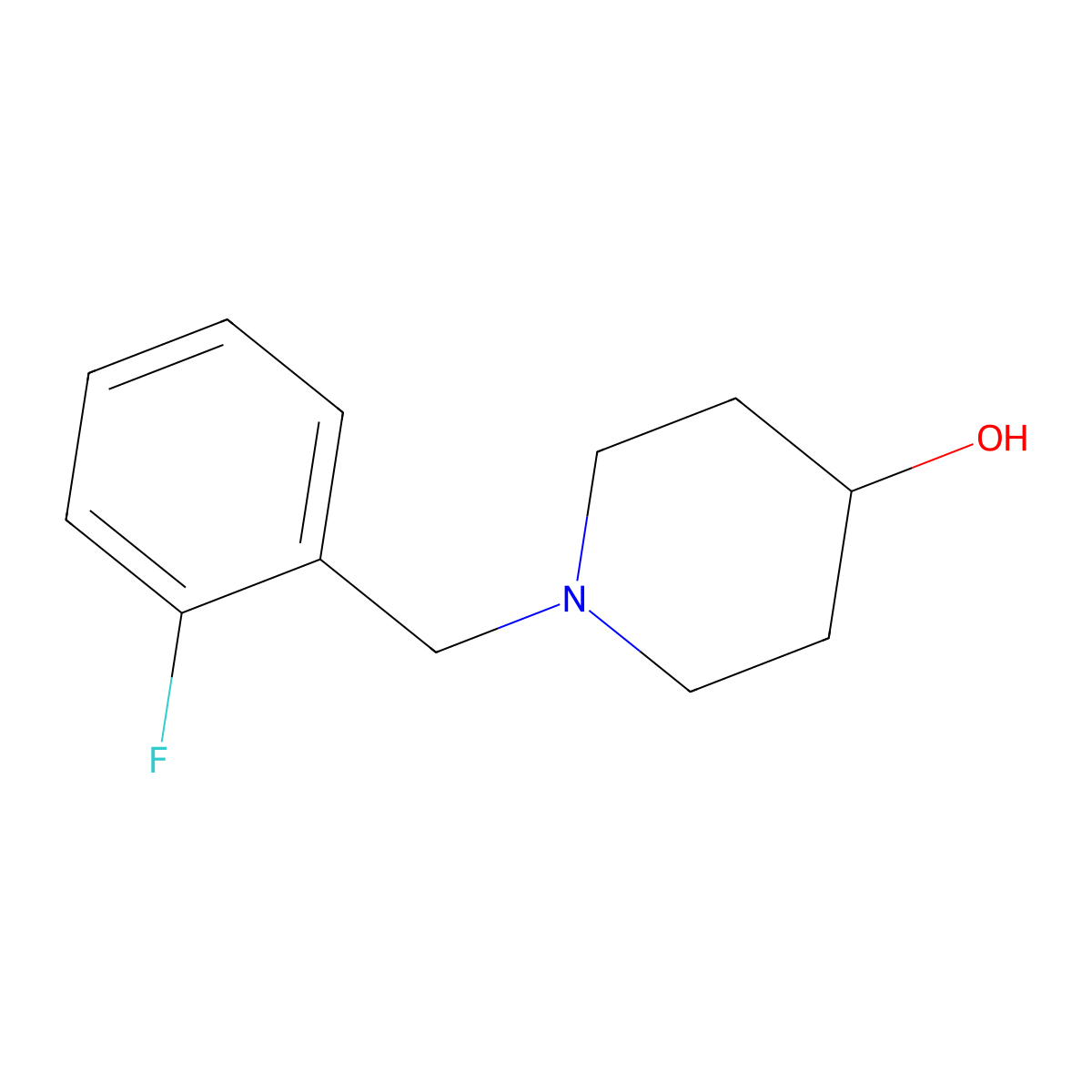 1-(2-Fluoro-benzyl)-piperidin-4-ol molecular structure, CAS 148729-32-2