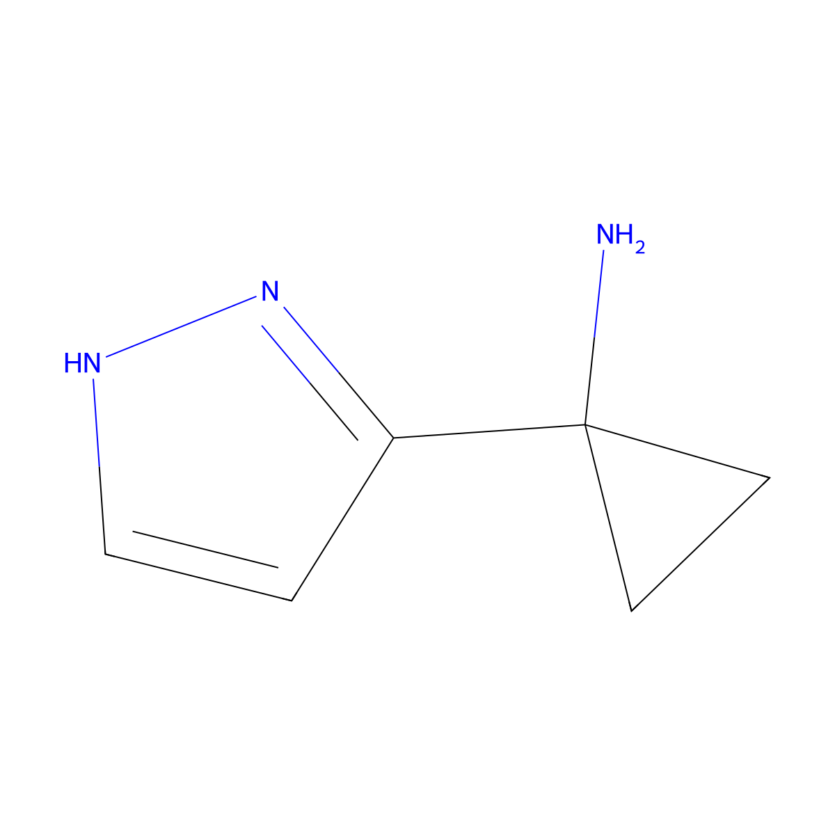 1-(1H-Pyrazol-3-yl)cyclopropan-1-amine molecular structure, CAS 1487292-94-3