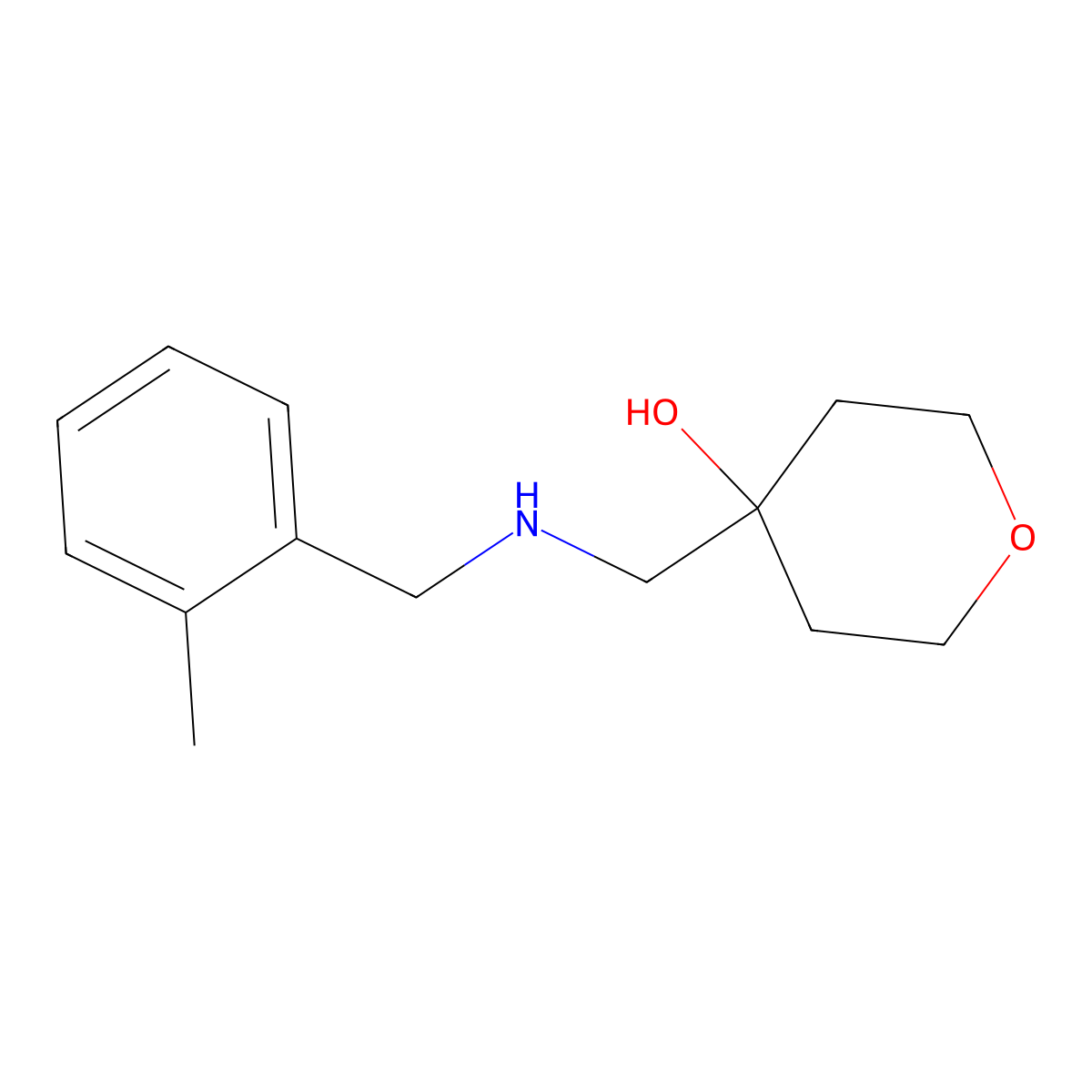 4-({[(2-Methylphenyl)methyl]amino}methyl)oxan-4-ol molecular structure, CAS 1487294-36-9