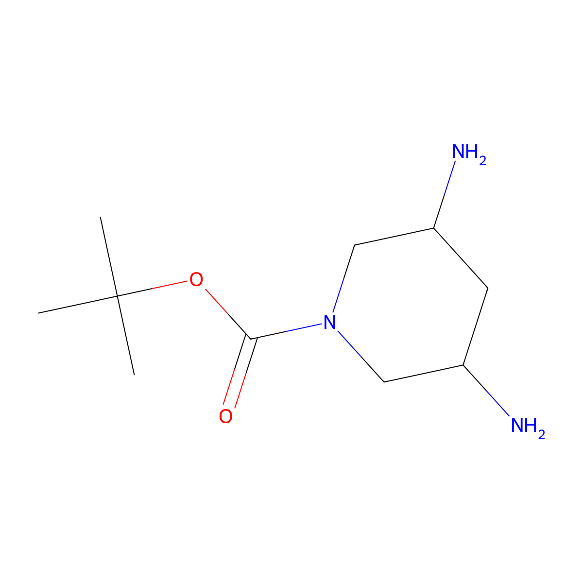 Tert-butyl cis-3,5-diaminopiperidine-1-carboxylate molecular structure, CAS 1487316-54-0