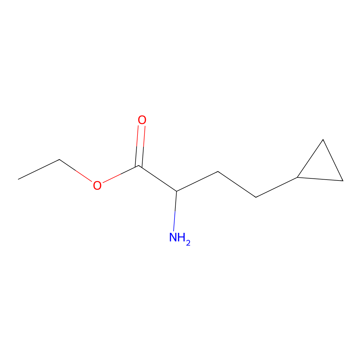 Ethyl 2-amino-4-cyclopropylbutanoate molecular structure, CAS 1487335-44-3