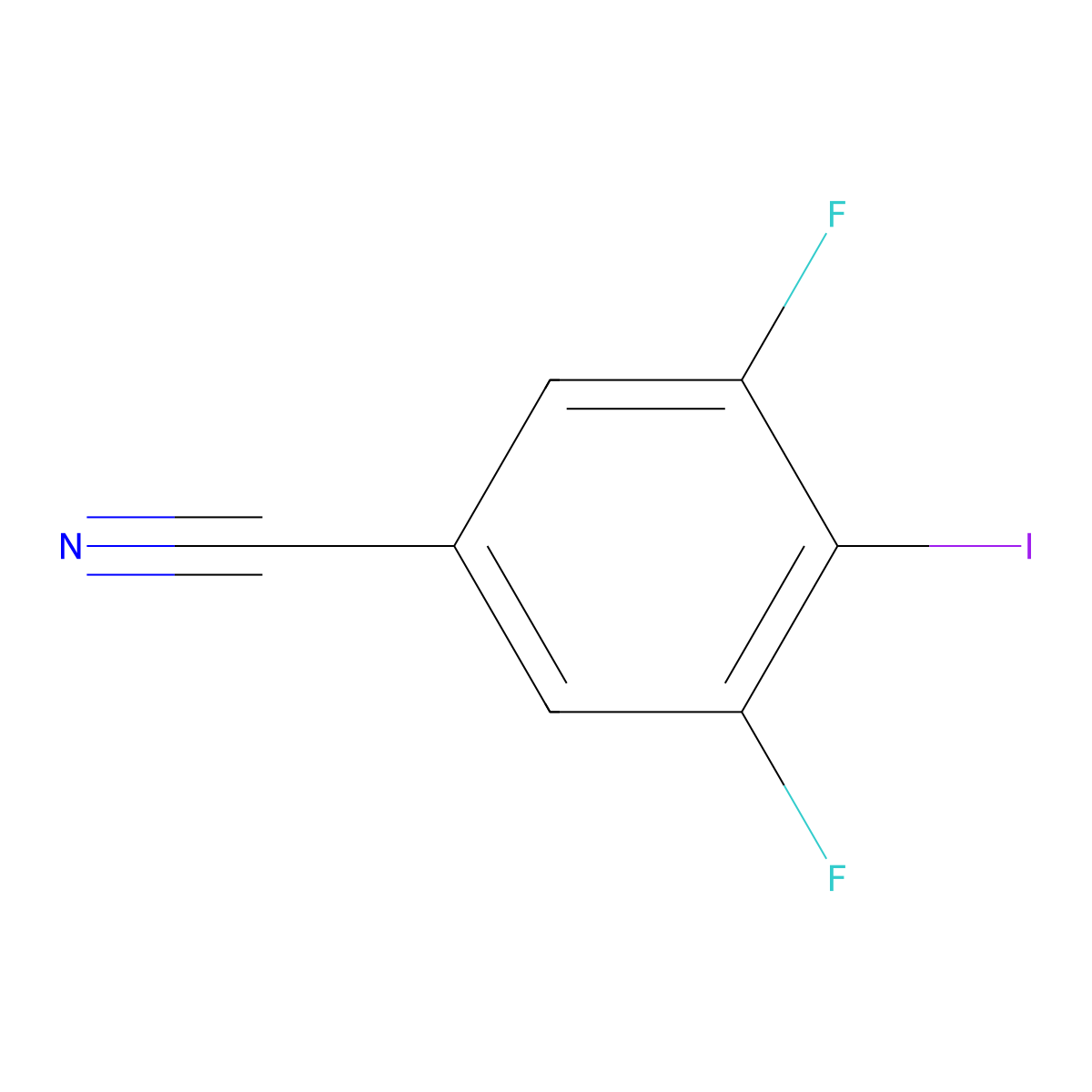 3,5-Difluoro-4-iodobenzonitrile molecular structure, CAS 1487337-76-7