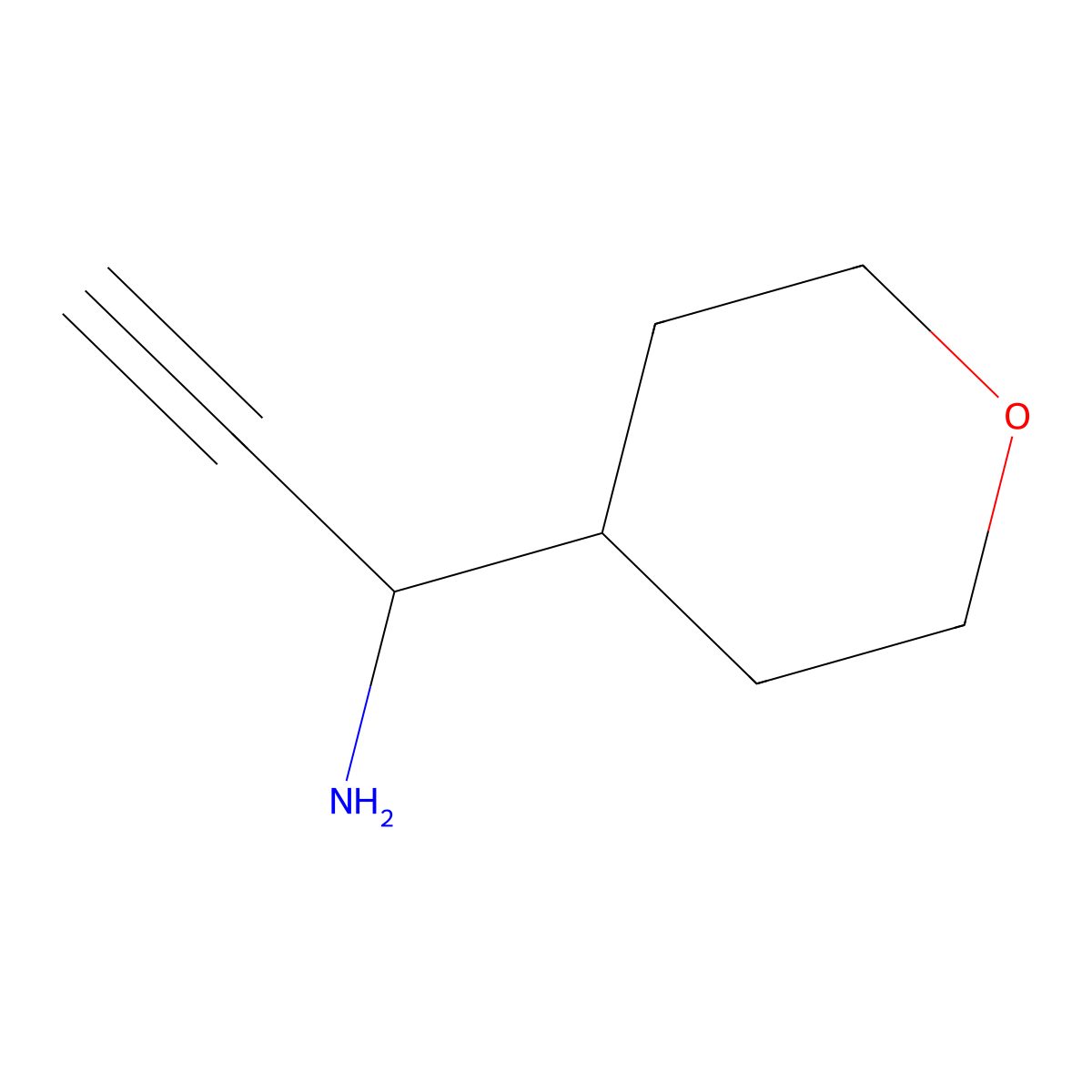 1-(Oxan-4-yl)prop-2-yn-1-amine molecular structure, CAS 1487339-09-2