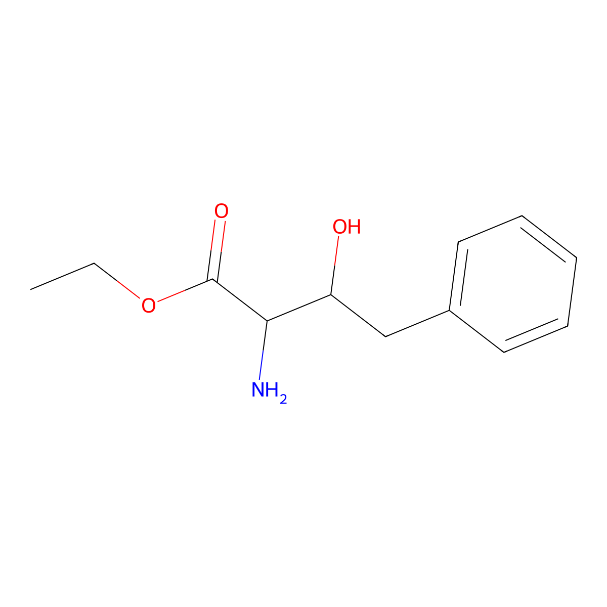 Ethyl 2-amino-3-hydroxy-4-phenylbutanoate molecular structure, CAS 1487341-39-8