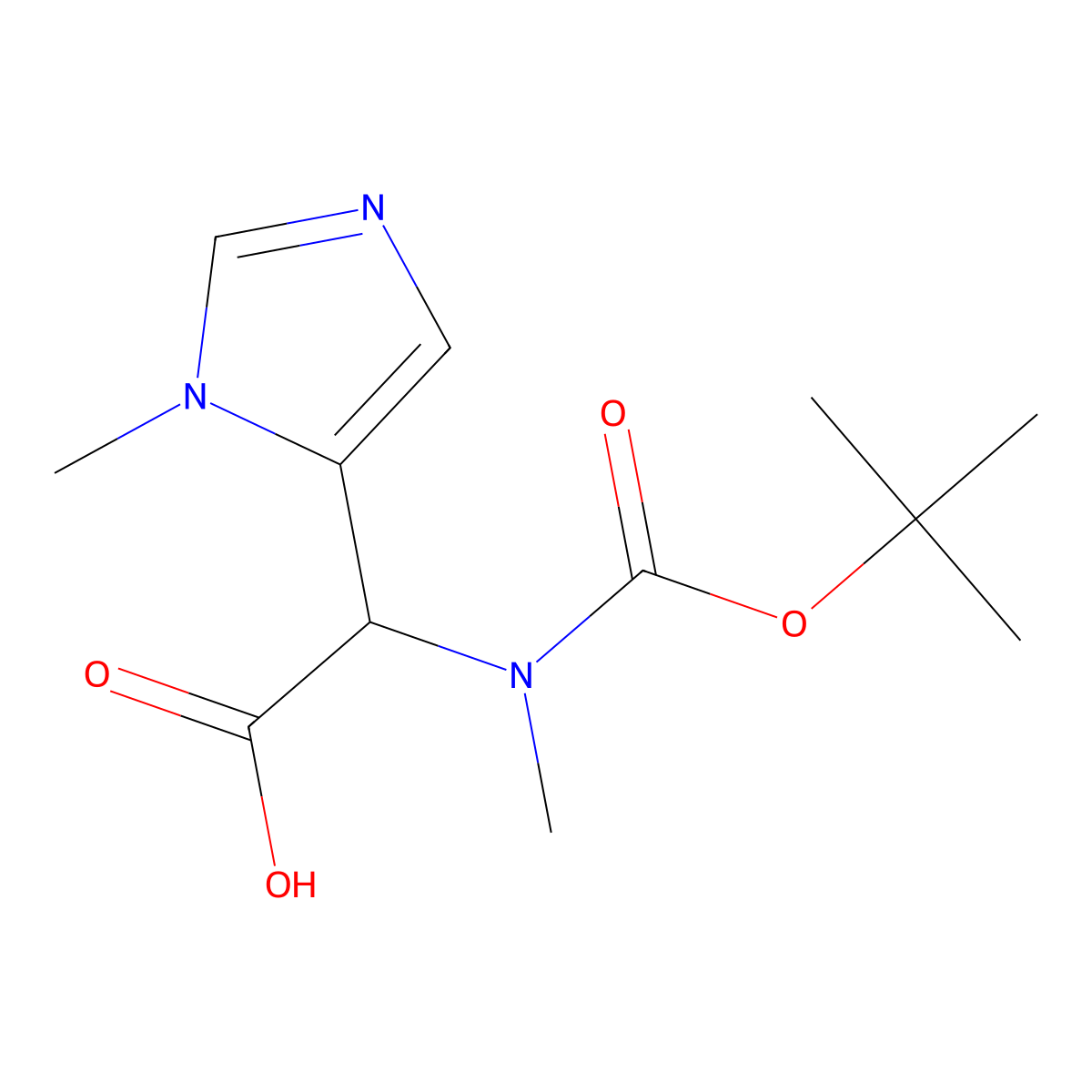 2-{[(tert-butoxy)carbonyl](methyl)amino}-2-(1-methyl-1H-imidazol-5-yl)acetic acid molecular structure, CAS 1487342-19-7