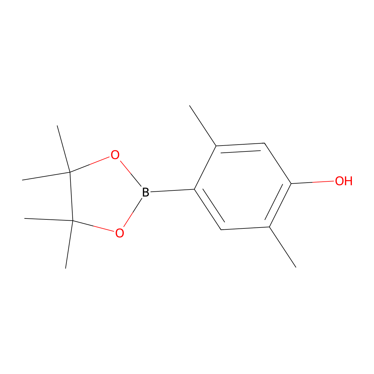 2,5-Dimethyl-4-(4,4,5,5-tetramethyl-1,3,2-dioxaborolan-2-yl)phenol molecular structure, CAS 1487353-52-5