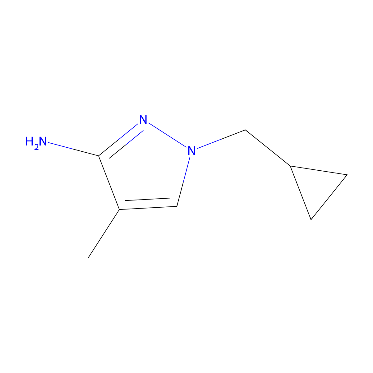 1-(cyclopropylmethyl)-4-methyl-1H-pyrazol-3-amine molecular structure, CAS 1487354-06-2