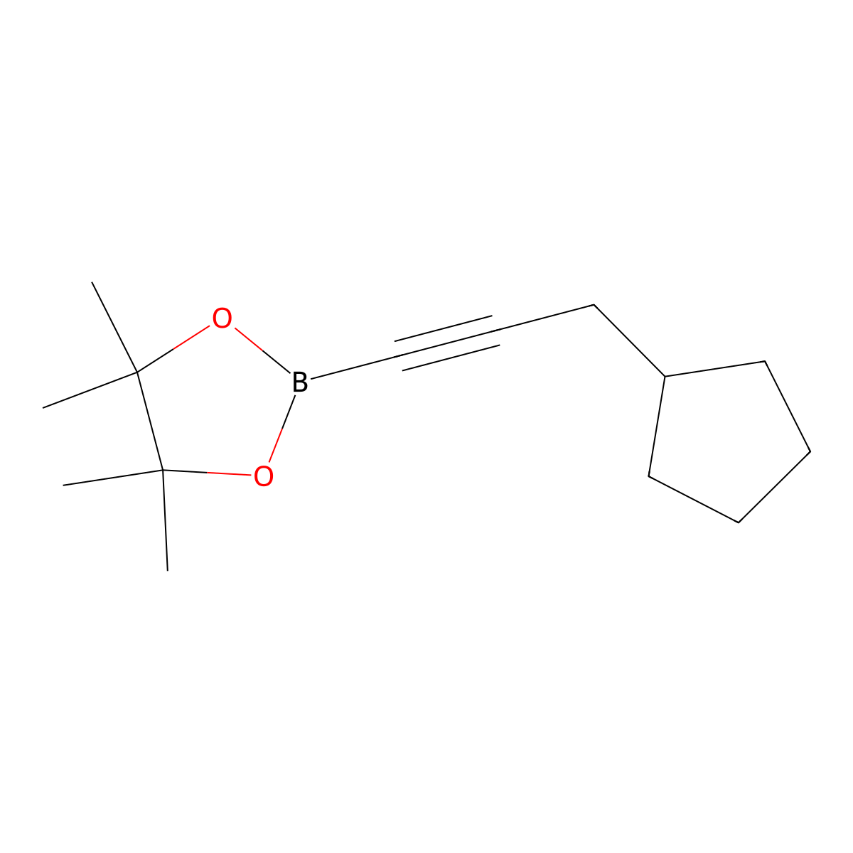 2-(3-Cyclopentyl-1-propyn-1-yl)-4,4,5,5-tetramethyl-1,3,2-dioxaborolane molecular structure, CAS 1487355-69-0