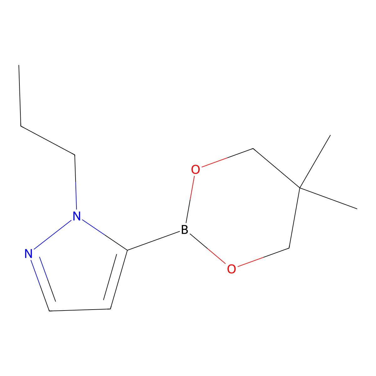 5-(5,5-dimethyl-1,3,2-dioxaborinan-2-yl)-1-propyl-1H-pyrazole molecular structure, CAS 1487355-92-9