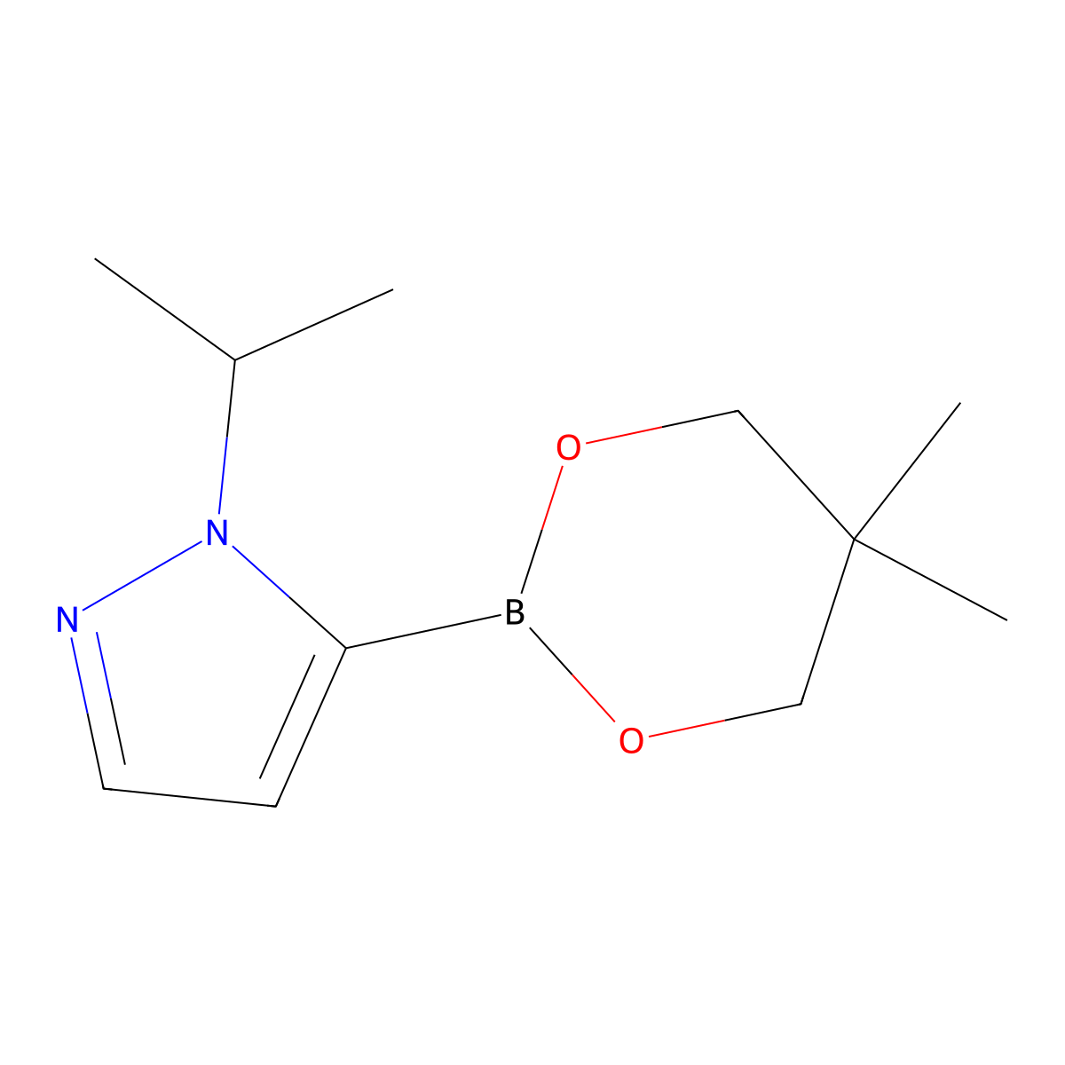 5-(5,5-dimethyl-1,3,2-dioxaborinan-2-yl)-1-isopropyl-1H-pyrazole molecular structure, CAS 1487356-83-1