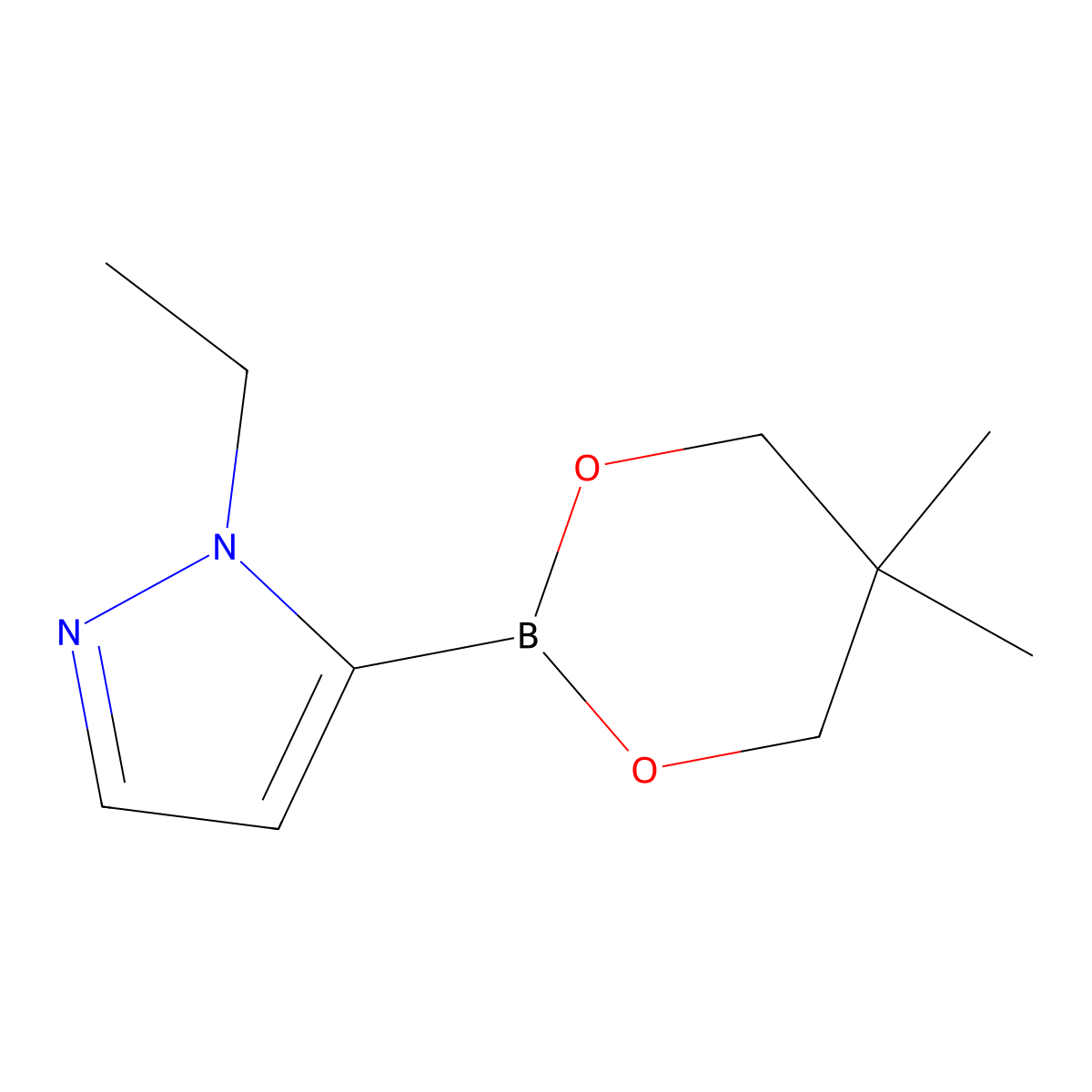 5-(5,5-dimethyl-1,3,2-dioxaborinan-2-yl)-1-ethyl-1H-pyrazole molecular structure, CAS 1487356-93-3