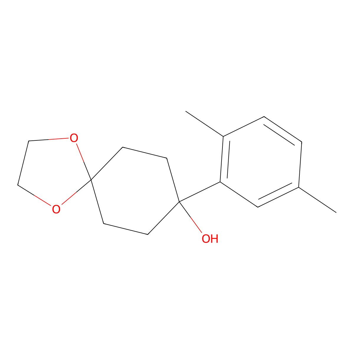 8-(2,5-Dimethylphenyl)-1,4-dioxaspiro[4.5]decan-8-ol molecular structure, CAS 1487364-86-2