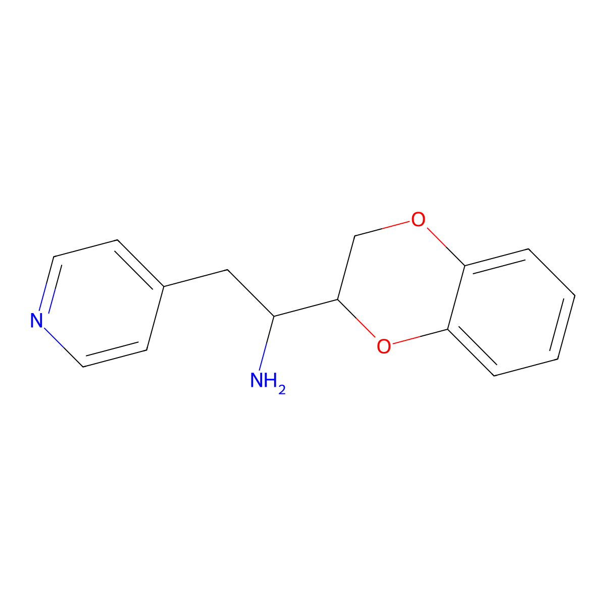 1-(2,3-Dihydro-1,4-benzodioxin-2-yl)-2-(pyridin-4-yl)ethan-1-amine molecular structure, CAS 1487367-55-4