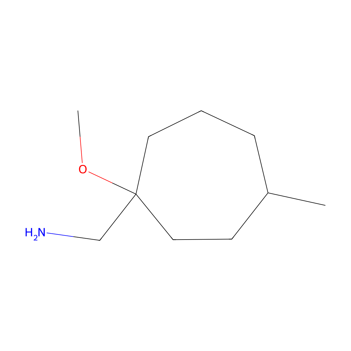 (1-Methoxy-4-methylcycloheptyl)methanamine molecular structure, CAS 1487389-87-6