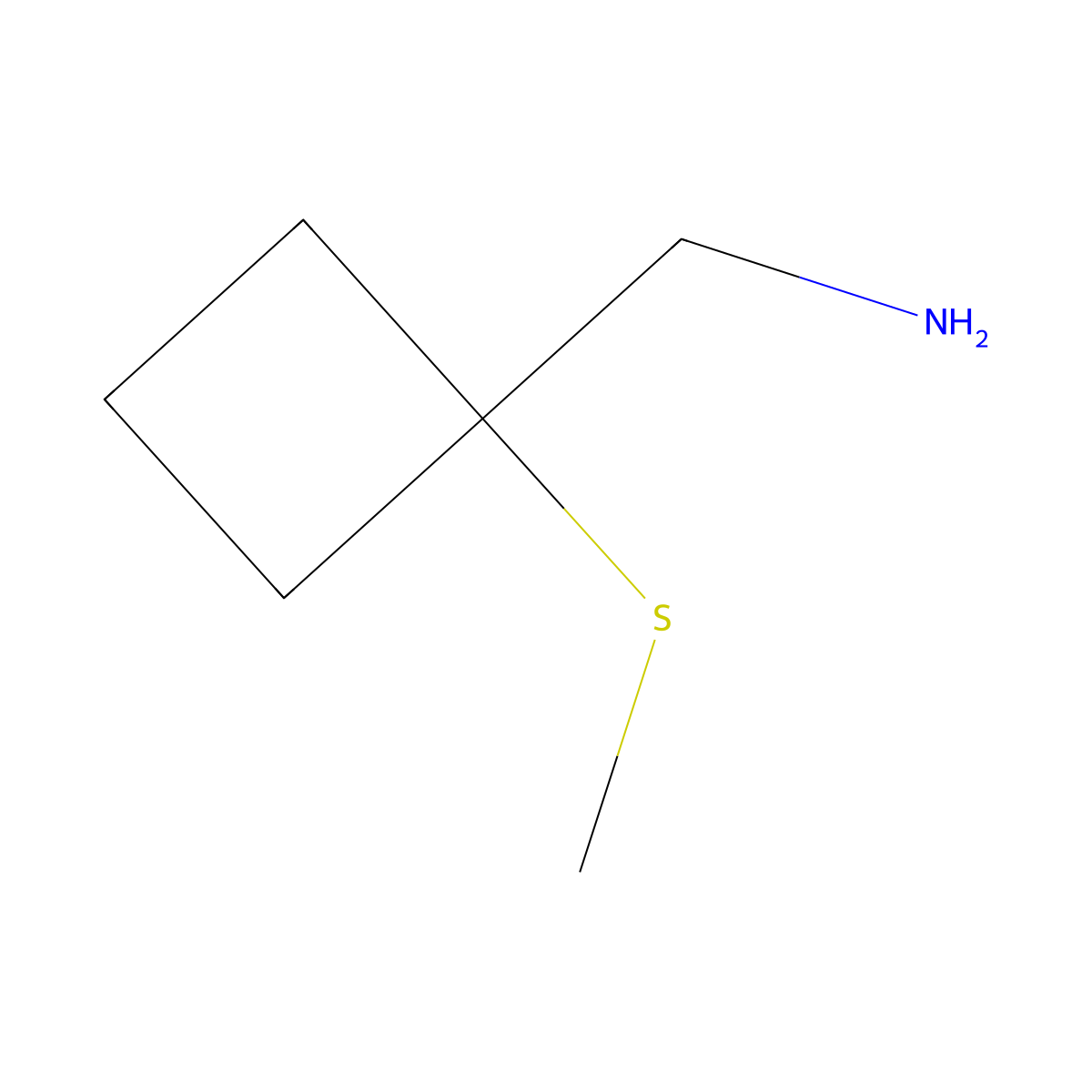 [1-(Methylsulfanyl)cyclobutyl]methanamine molecular structure, CAS 1487438-51-6