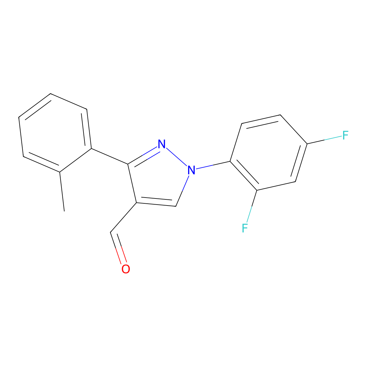 1-(2,4-difluorophenyl)-3-(2-methylphenyl)-1H-pyrazole-4-carbaldehyde molecular structure, CAS 1487460-77-4