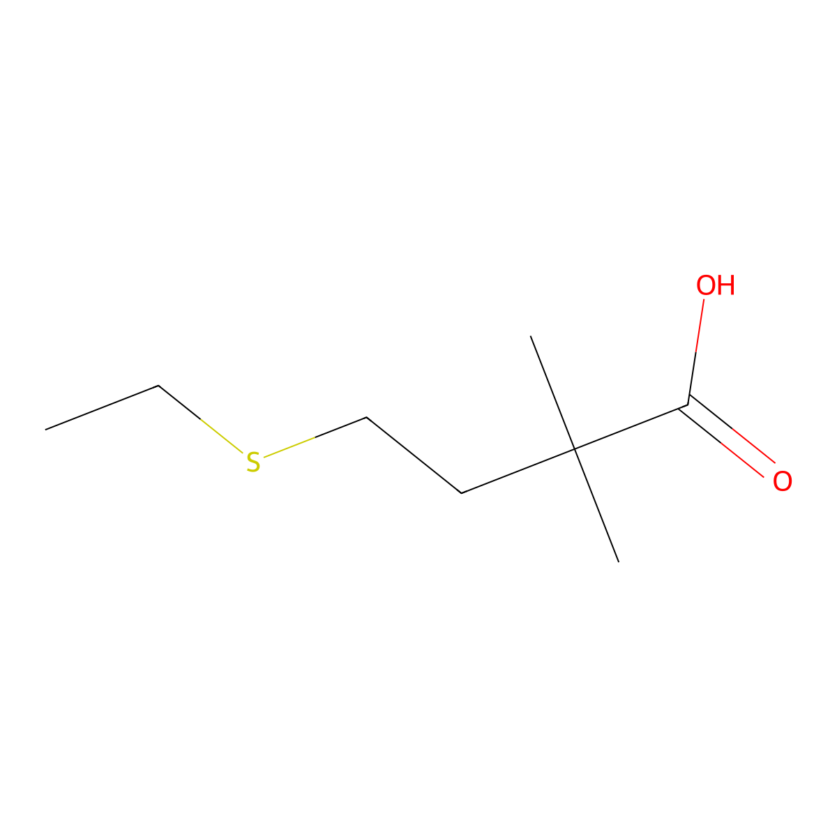 4-(Ethylthio)-2,2-dimethylbutanoic acid molecular structure, CAS 1487463-47-7