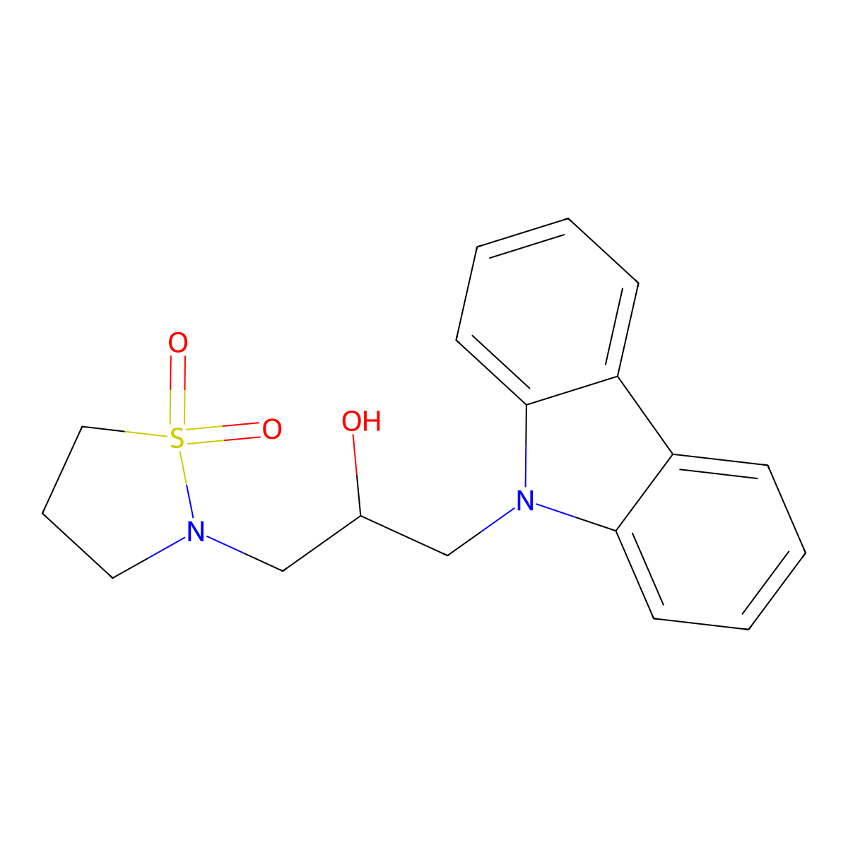 2-(3-(9H-carbazol-9-yl)-2-hydroxypropyl)isothiazolidine 1,1-dioxide molecular structure, CAS 1487498-37-2