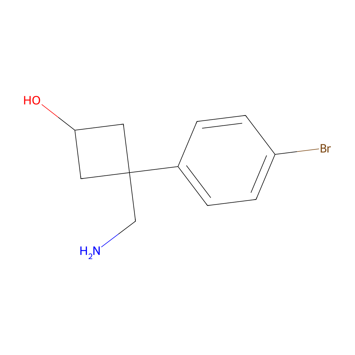 3-(Aminomethyl)-3-(4-bromophenyl)cyclobutan-1-ol molecular structure, CAS 1487508-87-1