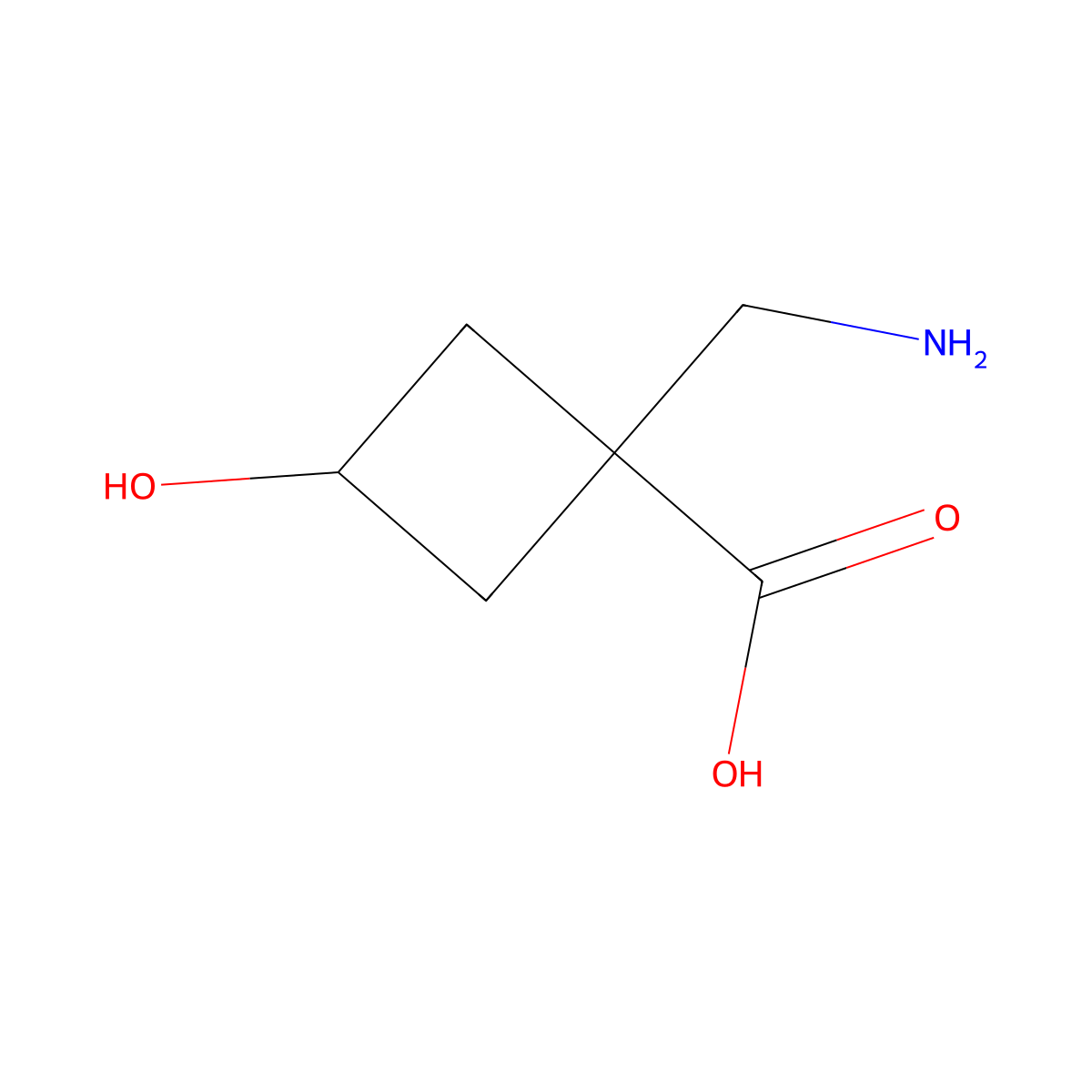 1-(Aminomethyl)-3-hydroxycyclobutane-1-carboxylic acid molecular structure, CAS 1487517-92-9