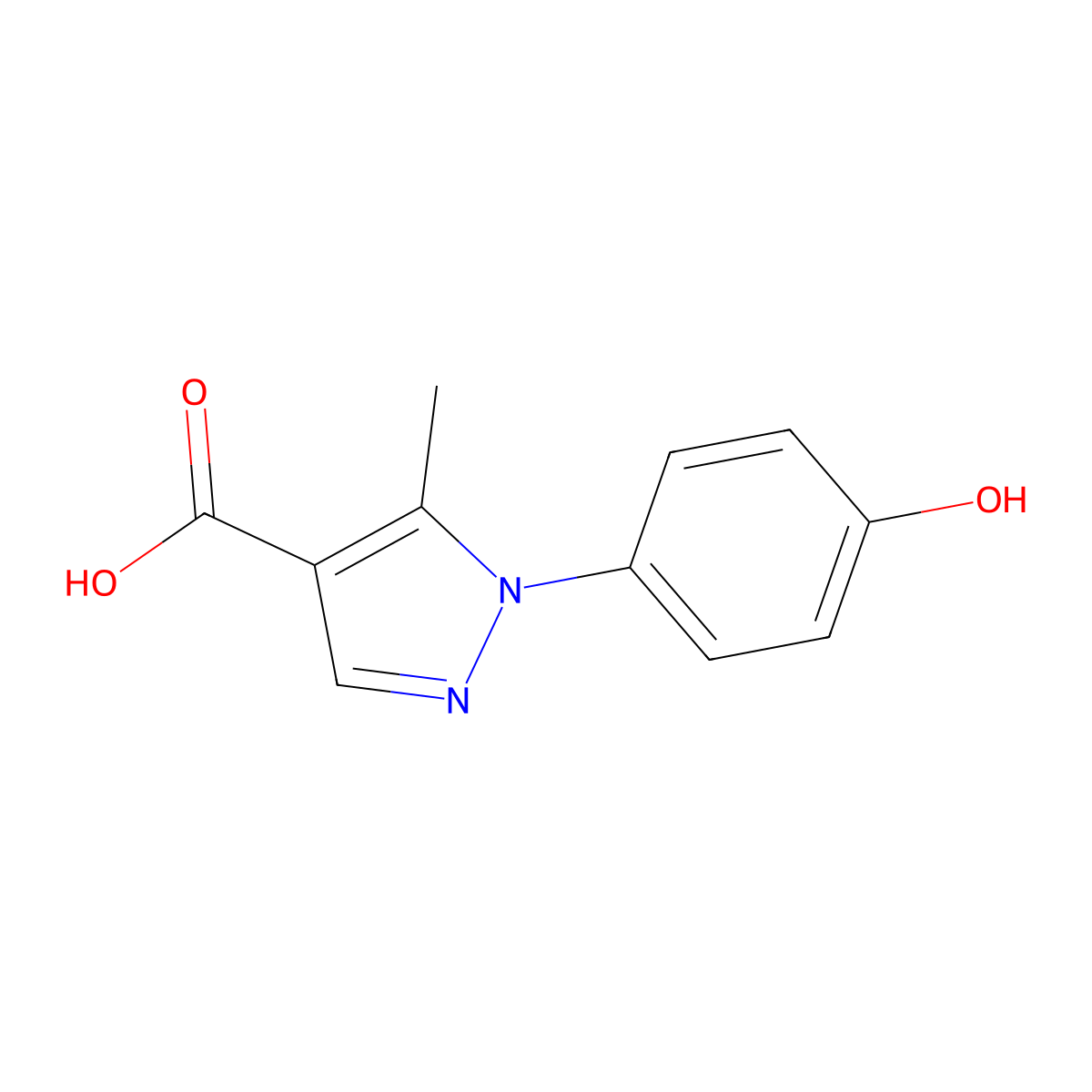 1-(4-Hydroxyphenyl)-5-methyl-1H-pyrazole-4-carboxylic acid molecular structure, CAS 1487525-33-6