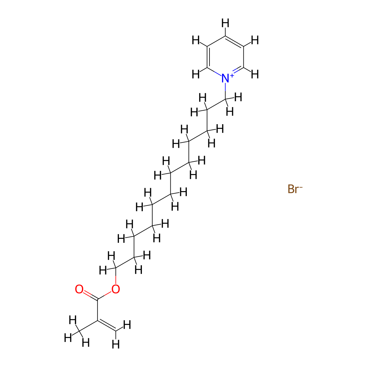 Pyridinium, 1-[12-[(2-methyl-1-oxo-2-propenyl)oxy]dodecyl]-, bromide molecular structure, CAS 148753-80-4