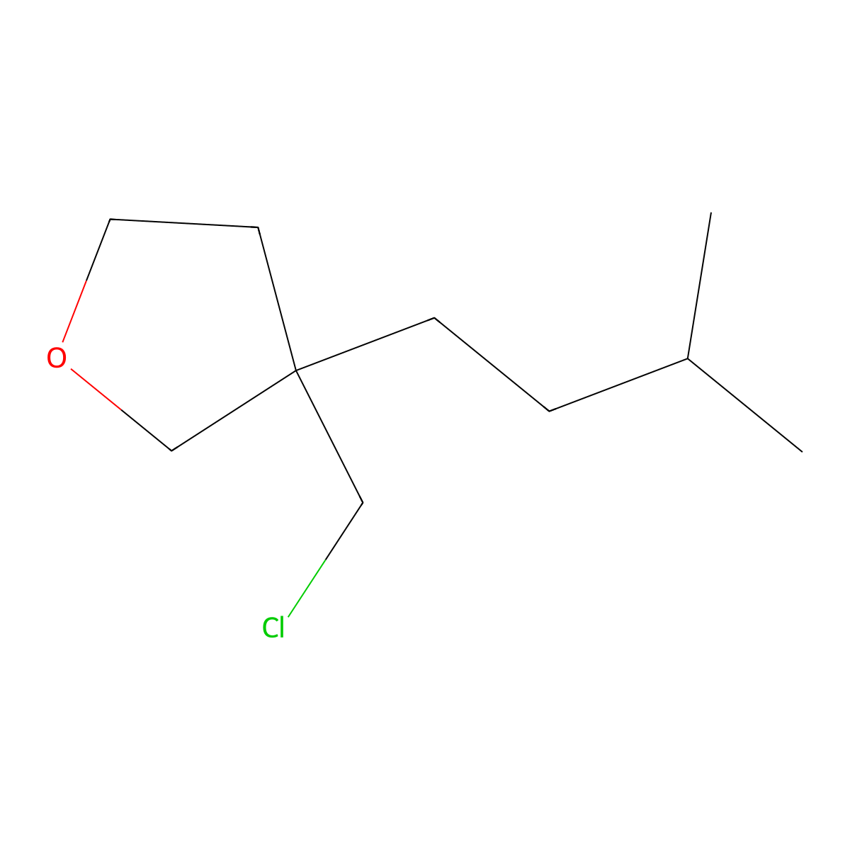 3-(Chloromethyl)-3-isopentyltetrahydrofuran molecular structure, CAS 1487544-42-2