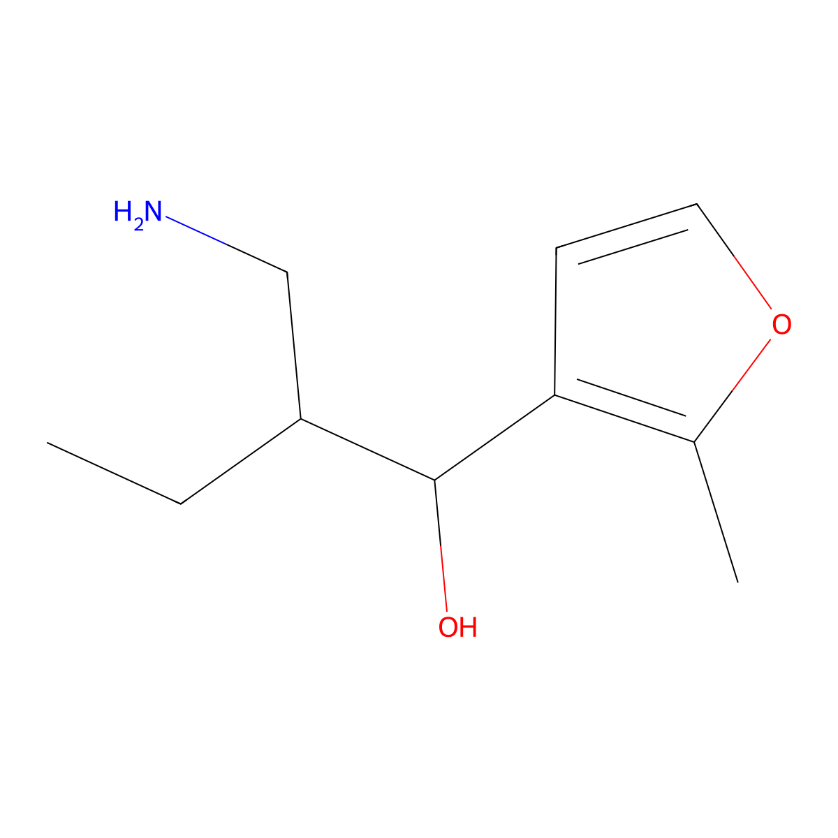 2-(Aminomethyl)-1-(2-methylfuran-3-yl)butan-1-ol molecular structure, CAS 1487598-59-3