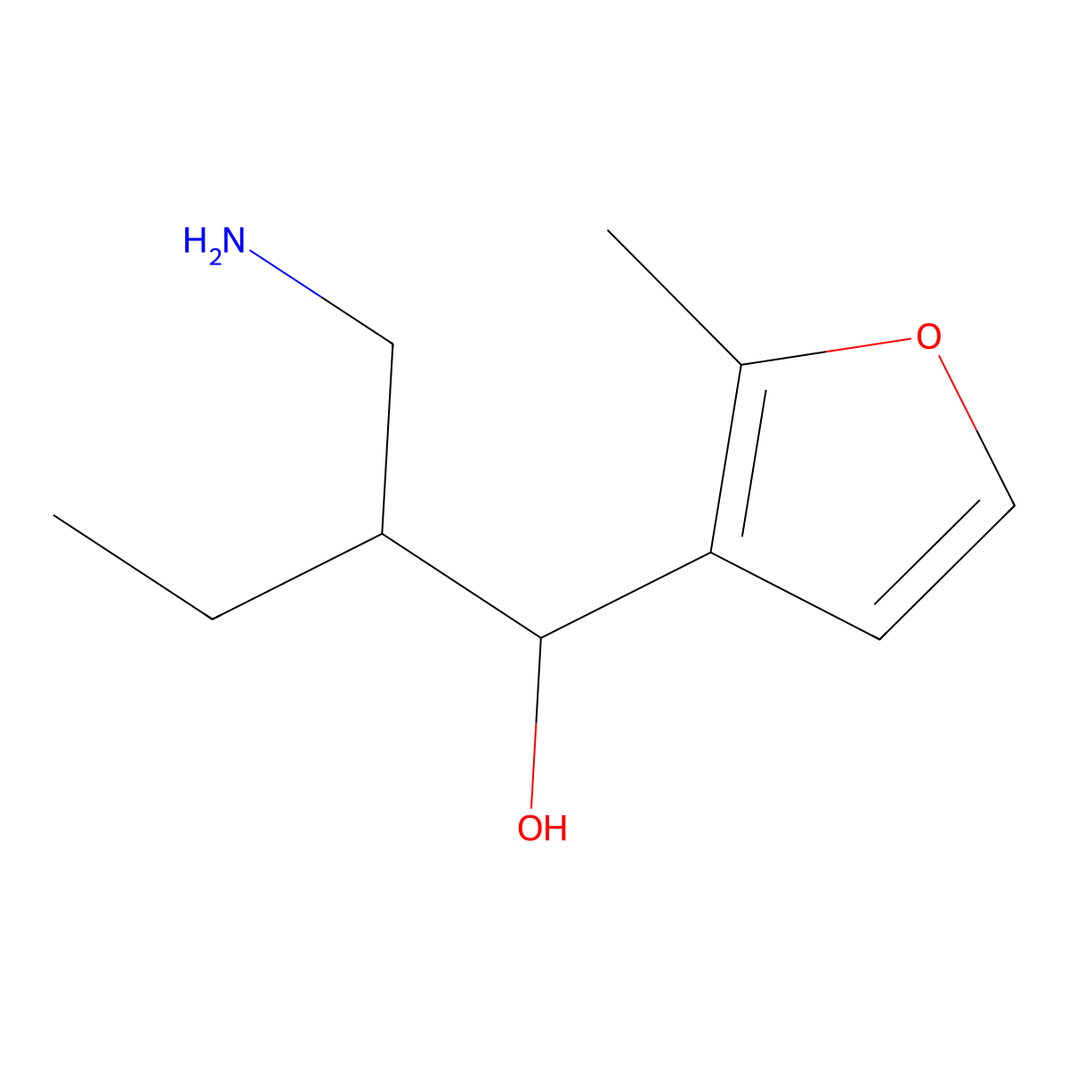 2-(Aminomethyl)-1-(2-methylfuran-3-yl)butan-1-ol molecular structure, CAS 1487598-59-3