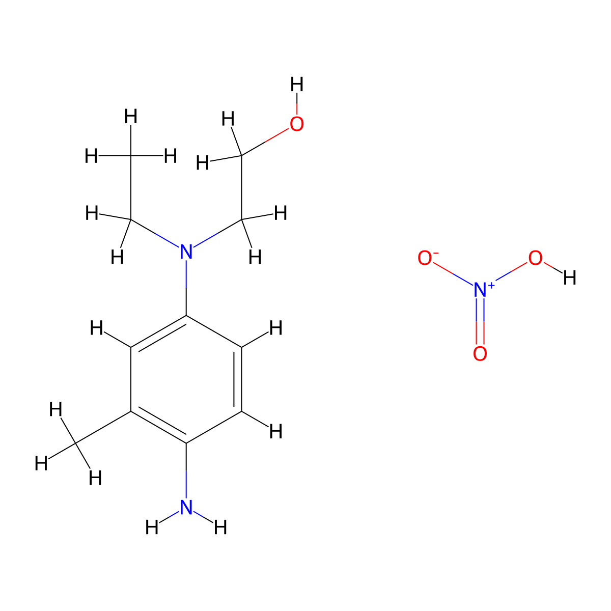 2-(4-Amino-N-ethyl-m-toluidino)ethanol nitrate molecular structure, CAS 14876-25-6