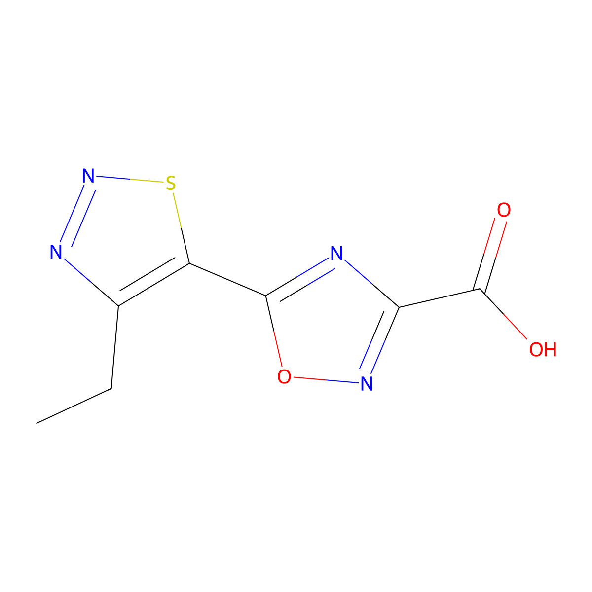 5-(4-Ethyl-1,2,3-thiadiazol-5-yl)-1,2,4-oxadiazole-3-carboxylic acid molecular structure, CAS 1487601-25-1