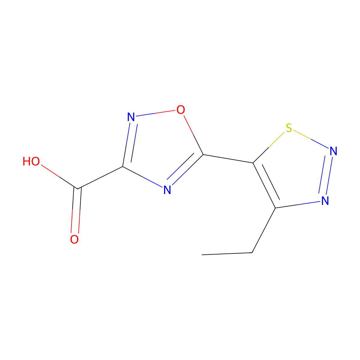 5-(4-Ethyl-1,2,3-thiadiazol-5-yl)-1,2,4-oxadiazole-3-carboxylic acid molecular structure, CAS 1487601-25-1