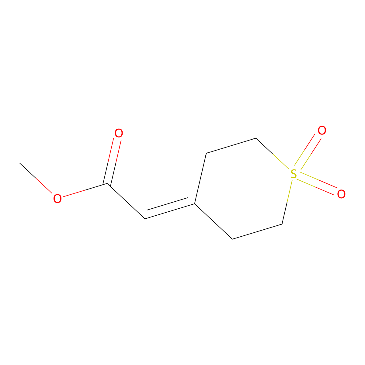 Methyl 2-(1,1-dioxo-1lambda6-thian-4-ylidene)acetate molecular structure, CAS 1487603-07-5