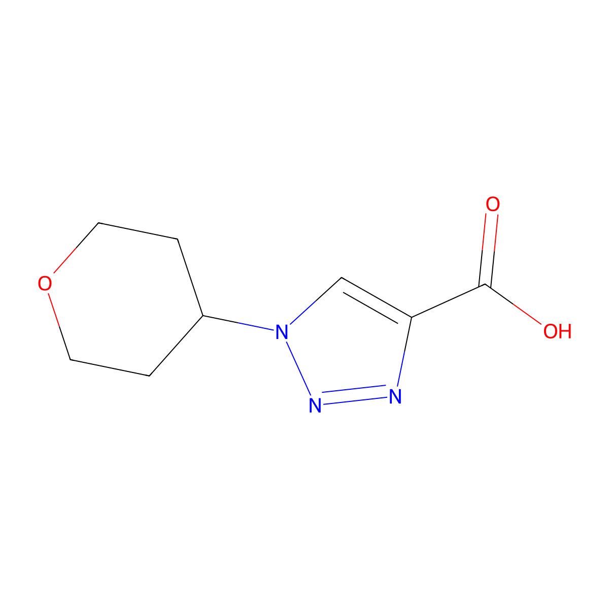 1-(oxan-4-yl)-1H-1,2,3-triazole-4-carboxylic acid molecular structure, CAS 1487610-80-9
