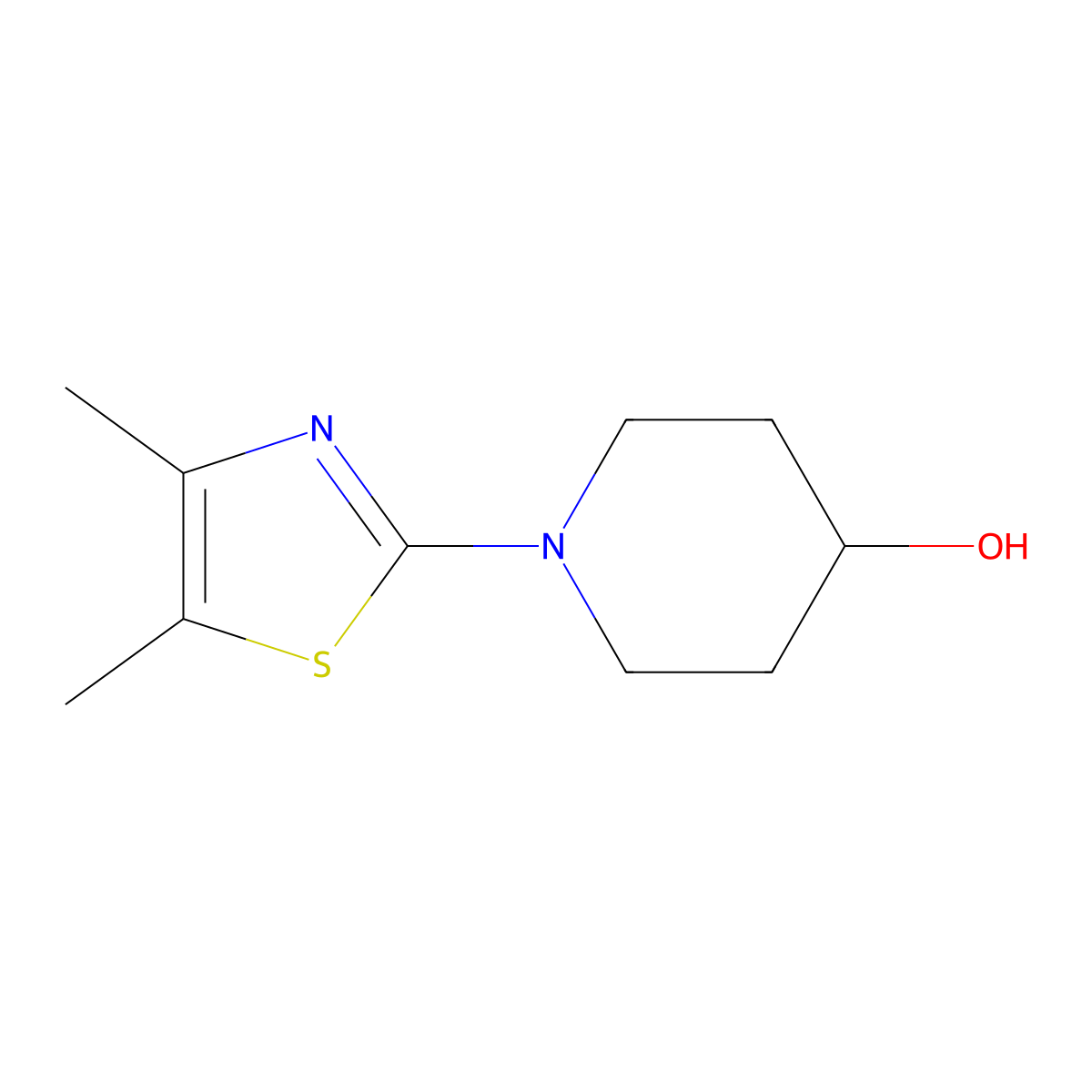 1-(4,5-Dimethyl-1,3-thiazol-2-yl)piperidin-4-ol molecular structure, CAS 1487617-59-3
