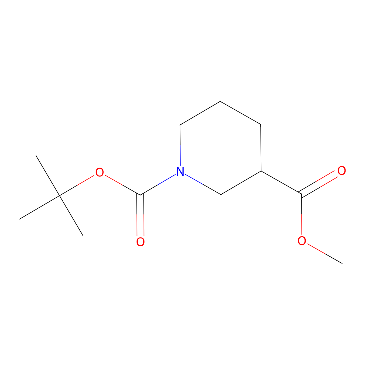 1-tert-Butyl 3-methyl piperidine-1,3-dicarboxylate molecular structure, CAS 148763-41-1