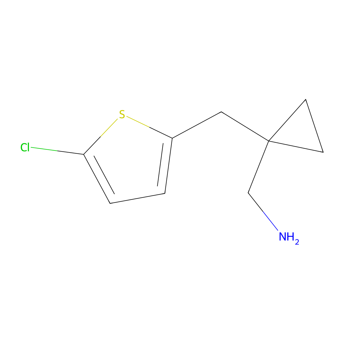 (1-((5-Chlorothiophen-2-yl)methyl)cyclopropyl)methanamine molecular structure, CAS 1487639-28-0