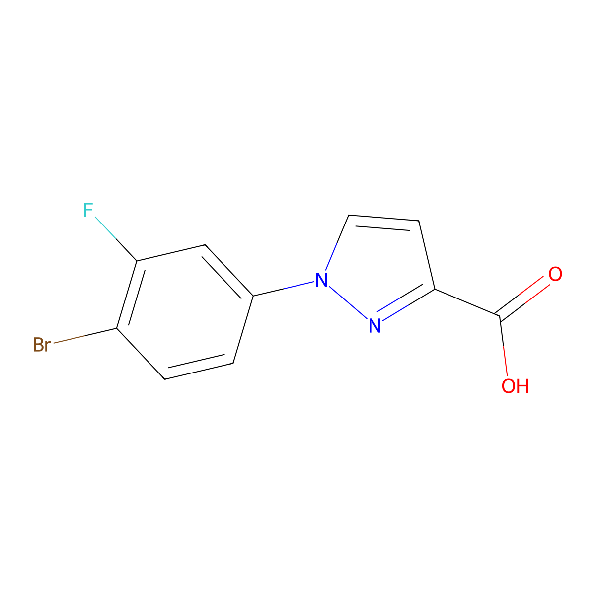 1-(4-Bromo-3-fluorophenyl)-1h-pyrazole-3-carboxylic acid molecular structure, CAS 1487640-31-2