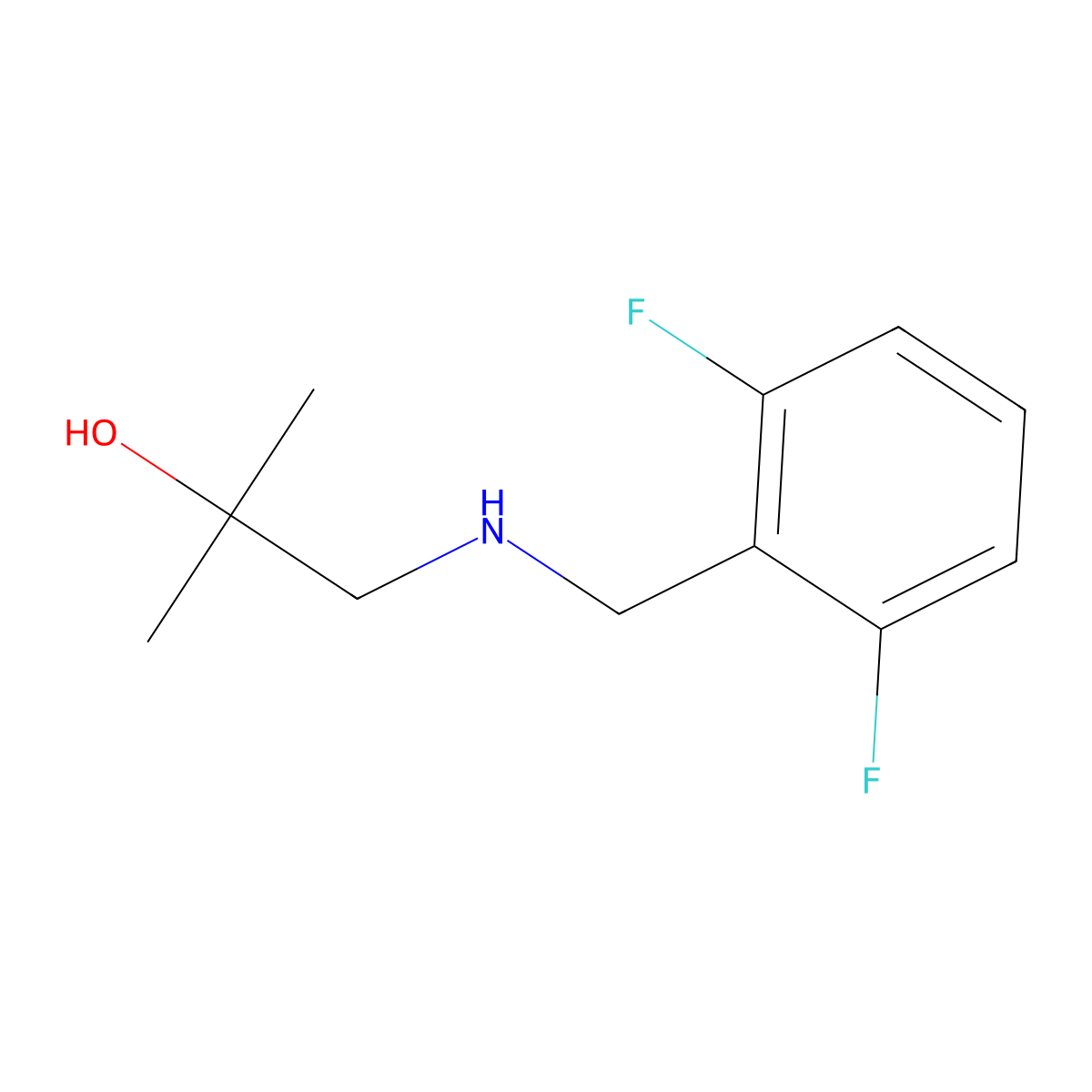 1-{[(2,6-Difluorophenyl)methyl]amino}-2-methylpropan-2-ol molecular structure, CAS 1487641-57-5