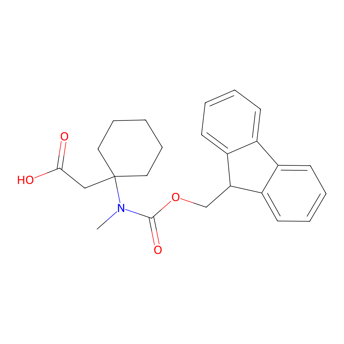 2-(1-((((9h-Fluoren-9-yl)methoxy)carbonyl)(methyl)amino)cyclohexyl)acetic acid molecular structure, CAS 1487673-57-3