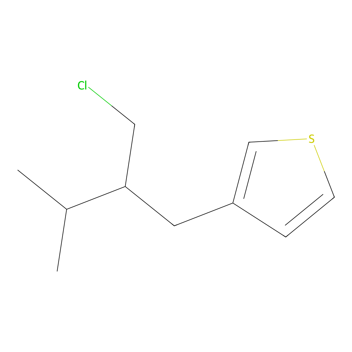 3-(2-(Chloromethyl)-3-methylbutyl)thiophene molecular structure, CAS 1487743-95-2
