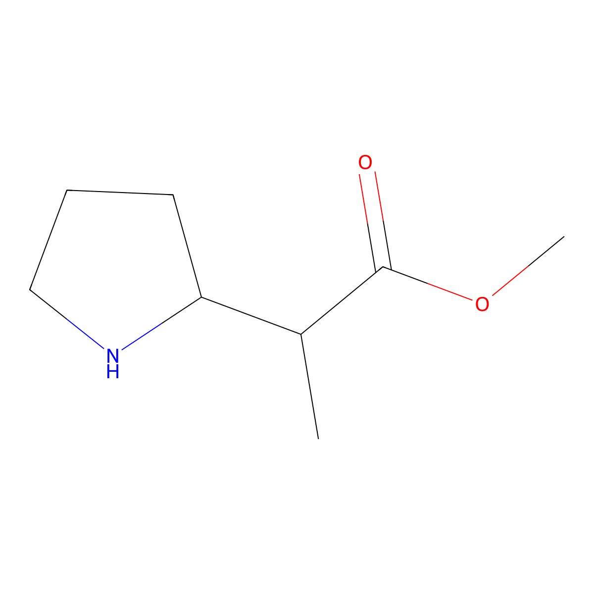 Methyl 2-(pyrrolidin-2-yl)propanoate molecular structure, CAS 1487744-67-1
