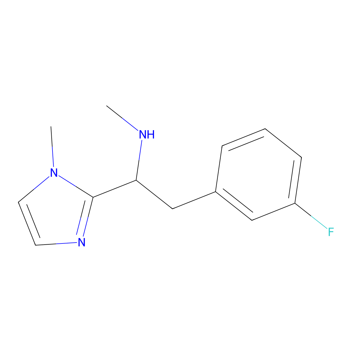 2-(3-Fluorophenyl)-N-methyl-1-(1-methyl-1H-imidazol-2-yl)ethanamine molecular structure, CAS 1487781-63-4