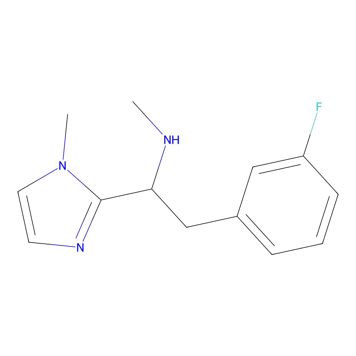 2-(3-Fluorophenyl)-N-methyl-1-(1-methyl-1H-imidazol-2-yl)ethanamine molecular structure, CAS 1487781-63-4